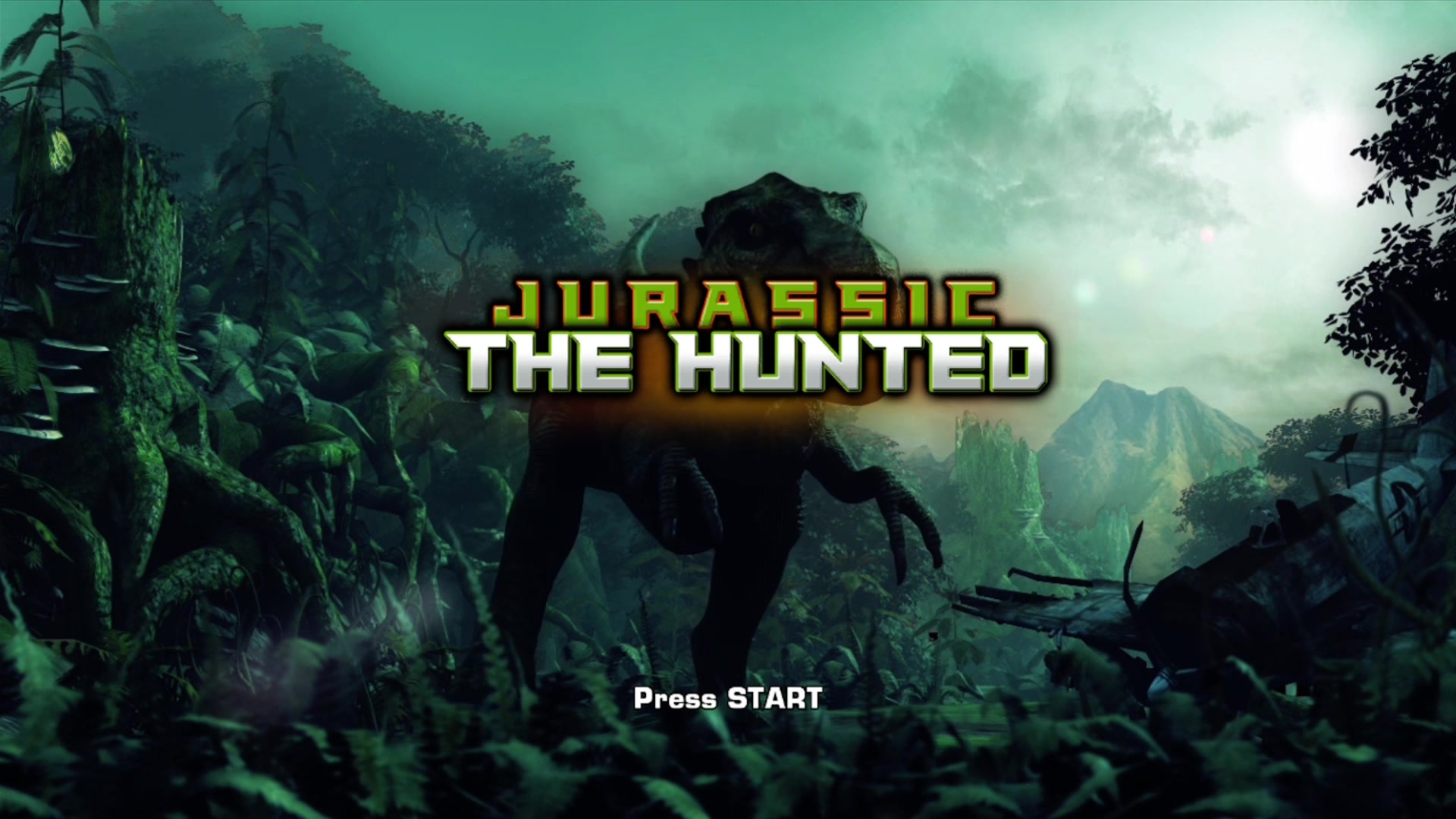 Jurassic: The Hunted title screen for Xbox 360